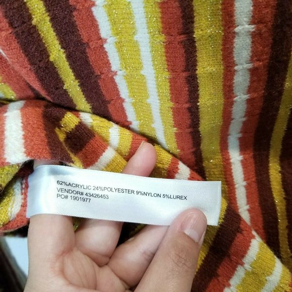 Nine West women's knit top Large mock neck stripe yellow brown long sleeve nwt - Picture 9 of 11